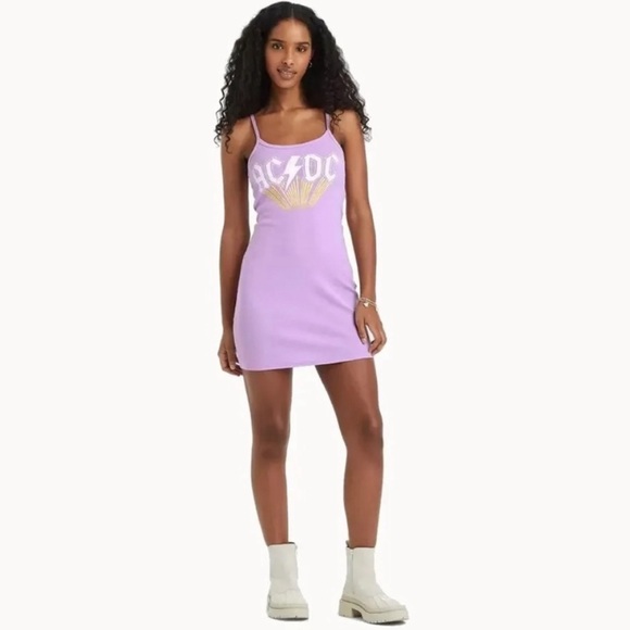 NEW Grayson Threads AC/DC Light Purple Lavender & Yellow Tank Top Mini Dress S M - Picture 1 of 3